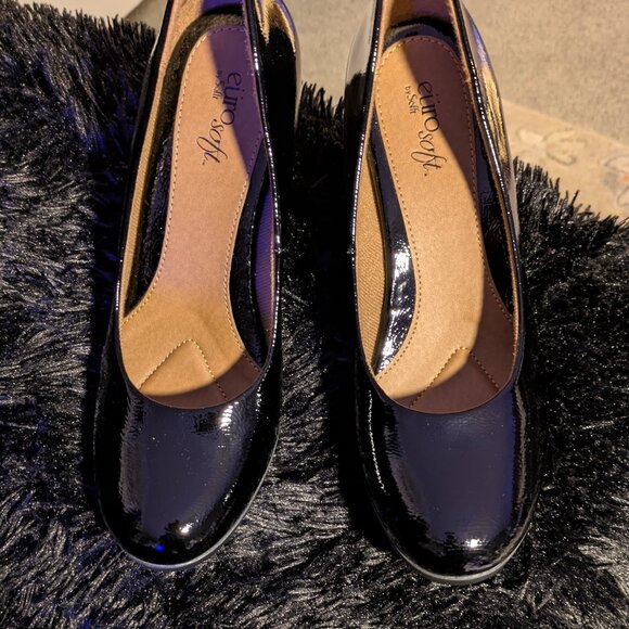 Euro Soft by Sofft black patent leather womens block heels size 9M - Picture 1 of 9
